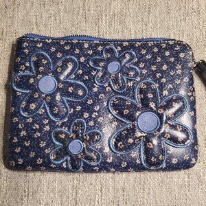 Patricia Nash Denim Daisy Leather Wristlet - NWOT